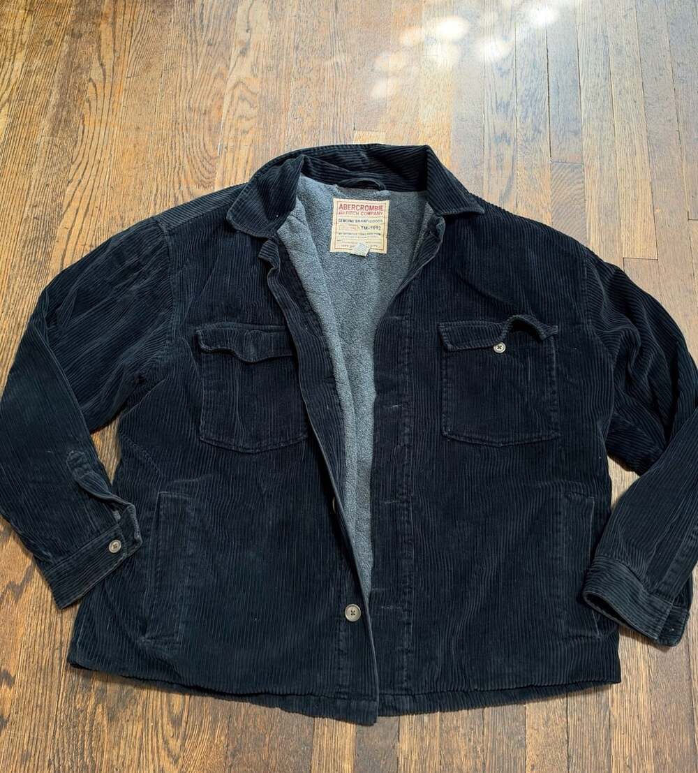 Vintage Abercrombie & Fitch Corduroy Fleece Lined Jacket Size M Shacket Black